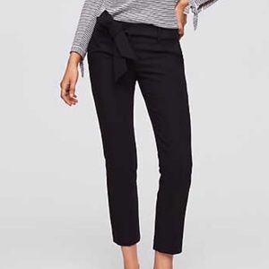 LOFT Marissa straight black tie waist pants size 6